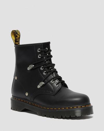 Men's Dr Martens 1460 Bex Stud Leather Lace Up Boots Black | AU 503RVD